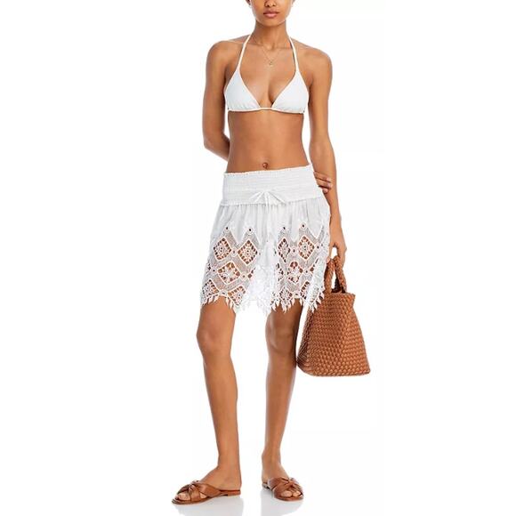RAMY BROOK WOMENS SIZE SMALL AILANI LACE MINI SKIRT SWIM COVER UP WHITE NEW - Picture 3 of 14